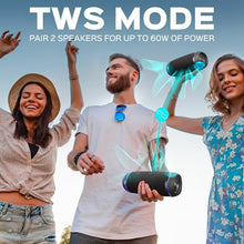 Load image into Gallery viewer, TREBLAB HD77 - Wireless Bluetooth Speaker - 30W Stereo, 20H Battery, IPX6 Waterproof, TWS Mode, Portable Speaker with Shockproof/Dustproof Body, Black
