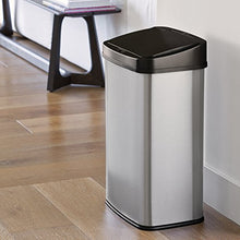 Load image into Gallery viewer, NINESTARS DZT-50-28 Automatic Touchless Motion Sensor Rectangular Trash Can, 13 Gal, Black Trim
