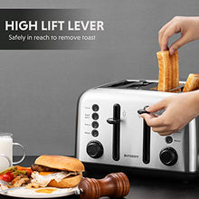 Load image into Gallery viewer, BUYDEEM DT640 4-Slice Toaster, Extra Wide Slots, Retro Stainless Steel with High Lift Lever, Bagel and Muffin Function, Removal Crumb Tray, 7-Shade Settings (Stainless Steel)
