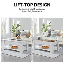 Load image into Gallery viewer, Yaheetech Lift Top Coffee Table with Hidden Compartment and Storage Shelf, Rising Tabletop Dining Table for Living Room Reception Room, 47.5in L, White
