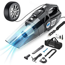 Load image into Gallery viewer, VARSK 4-in-1 Car Vacuum Cleaner, Tire Inflator Portable Air Compressor with Digital Tire Pressure Gauge LCD Display and LED Light, 12V DC Air Compressor Pump, 15FT Cord, Bonus HEPA Filter and Nozzles
