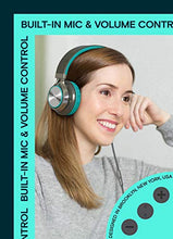 Load image into Gallery viewer, Artix CL750 Wired Headphones with Microphone and Volume Control, On Ear Stereo Noise Isolating Head Phones Corded with Adjustable, Foldable Headband for Computer, Laptop &amp; Cell Phone (Turquoise/Gray)
