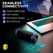 Load image into Gallery viewer, TREBLAB HD77 - Wireless Bluetooth Speaker - 30W Stereo, 20H Battery, IPX6 Waterproof, TWS Mode, Portable Speaker with Shockproof/Dustproof Body, Black
