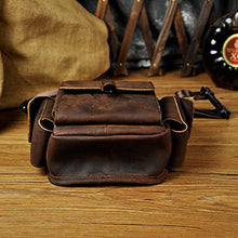 Load image into Gallery viewer, Le&#39;aokuu Mens Genuine Leather Bike Cycling Waist Hip Bum Fanny Pack Drop Leg Bag (1-913-5 Dark Brown)
