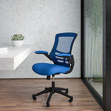 Load image into Gallery viewer, Flash Furniture Mid-Back Blue Mesh Swivel Ergonomic Task Office Chair with Flip-Up Arms
