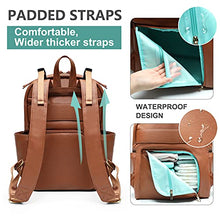 Load image into Gallery viewer, Diaper Bag Backpack Mominside Leather Baby Bag with 6 Insulated Pockets for Mom Dad, Baby Registry Search, Changing Station, Stroller Straps, Large Capacity for Wet Clothes, Waterproof(Brown)

