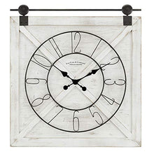 Load image into Gallery viewer, FirsTime &amp; Co. Farmstead Barn Door Wall Clock, 29&quot;H x 27&quot;W, Whitewash, Silver Hardware, Black Dial
