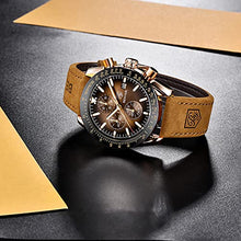 Load image into Gallery viewer, BY BENYAR Men Watches Chronograph Analog Quartz Waterproof Luminous Watch for Men Business Work Sport Stylish Casual Brown Leather Band Men&#39;s Wrist Watches Elegant Gifts for Men
