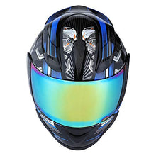 Load image into Gallery viewer, 1STORM Motorcycle Bike Full FACE Helmet Mechanic Skull - Tinted Visor Blue
