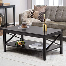 Load image into Gallery viewer, ChooChoo Oxford Coffee Table with Thicker Legs, Black Wood Coffee Table with Storage for Living Room
