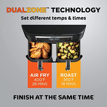 Load image into Gallery viewer, Ninja DZ090 Foodi 6 Quart 5-in-1 DualZone 2-Basket Air Fryer with 2 Independent Frying Baskets, Match Cook &amp; Smart Finish to Roast, Bake, Dehydrate &amp; More for Quick Snacks &amp; Small Meals, Black
