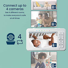 Load image into Gallery viewer, 5&quot; HD Split-Screen Baby Monitor, Babysense Video Baby Monitor with Camera and Audio, Two HD Cameras with Remote PTZ, Night Light, 960ft Range, Two-Way Audio, 4X Zoom, Night Vision, 4000mAh Battery
