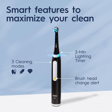 Load image into Gallery viewer, Oral-B iO Series 3 Limited Rechargeable Electric Powered Toothbrush, Black with 2 Brush Heads and Travel Case - Visible Pressure Sensor to Protect Gums - 3 Modes - 2 Minute Timer
