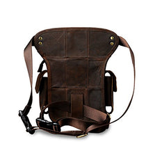 Load image into Gallery viewer, Le&#39;aokuu Mens Genuine Leather Bike Cycling Waist Hip Bum Fanny Pack Drop Leg Bag (1-913-5 Dark Brown)
