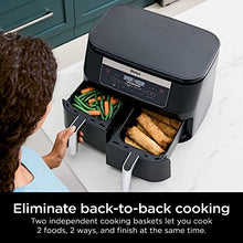 Load image into Gallery viewer, Ninja DZ090 Foodi 6 Quart 5-in-1 DualZone 2-Basket Air Fryer with 2 Independent Frying Baskets, Match Cook &amp; Smart Finish to Roast, Bake, Dehydrate &amp; More for Quick Snacks &amp; Small Meals, Black
