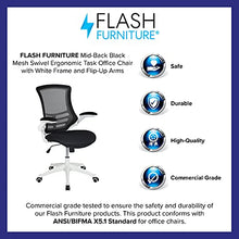 Load image into Gallery viewer, Flash Furniture Mid-Back Black Mesh Swivel Ergonomic Task Office Chair with White Frame and Flip-Up Arms
