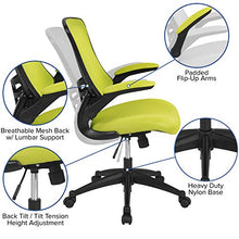 Load image into Gallery viewer, Flash Furniture Mid-Back Green Mesh Swivel Ergonomic Task Office Chair with Flip-Up Arms
