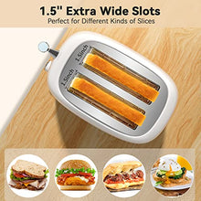 Load image into Gallery viewer, 2 Slice Stainless Steel Toaster Retro with 6 Bread Shade Settings, Bagel, Cancel, Defrost Function, 2 Slice Toaster with Extra Wide Slot, Removable Crumb Tray, White
