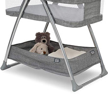 Load image into Gallery viewer, Simmons Kids City Sleeper Bedside Bassinet Portable Crib - Activity Mobile Arm with Nightlight, Vibrations, Twinkle Lights and Rotating Stars, Grey Tweed
