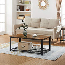 Load image into Gallery viewer, VASAGLE Industrial Coffee Table with Storage Shelf for Living Room, Wood Look Accent Furniture with Metal Frame, Easy Assembly, Rustic Brown ULCT61X
