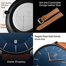 Load image into Gallery viewer, BEN NEVIS Watch, Mens Watch, Minimalist Fashion Simple Wrist Watch Analog Date with Leather Strap Orange Blue
