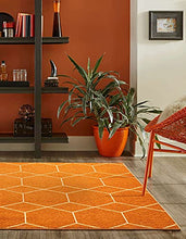 Load image into Gallery viewer, Unique Loom Trellis Frieze Collection Area Rug-Modern Morroccan Inspired Geometric Lattice Design, 6 x 9 ft, Orange/Ivory
