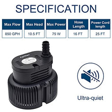 Load image into Gallery viewer, Pool Cover Pump Above Ground - Submersible Sump Pump, Swimming Water Removal Pumps, with Drainage Hose &amp; 25 Feet Extra Long Power Cord, 850 GPH inGround, 3 Adapters Black
