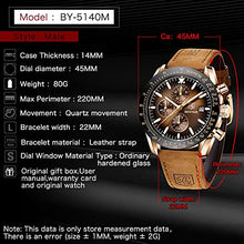 Load image into Gallery viewer, BY BENYAR Men Watches Chronograph Analog Quartz Waterproof Luminous Watch for Men Business Work Sport Stylish Casual Brown Leather Band Men&#39;s Wrist Watches Elegant Gifts for Men
