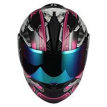 Load image into Gallery viewer, 1STORM Motorcycle Bike Full FACE Helmet Mechanic Skull - Tinted Visor Pink
