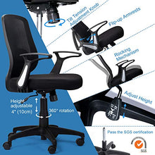 Load image into Gallery viewer, KOLLIEE Mid Back Mesh Office Chair Ergonomic Swivel Black Desk Office Chair Flip Up Armrests with Lumbar Support Adjustable Height Computer Task Chairs
