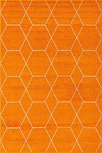 Load image into Gallery viewer, Unique Loom Trellis Frieze Collection Area Rug-Modern Morroccan Inspired Geometric Lattice Design, 6 x 9 ft, Orange/Ivory
