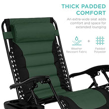 Load image into Gallery viewer, Best Choice Products Oversized Padded Zero Gravity Chair, Folding Outdoor Patio Recliner, XL Anti Gravity Lounger for Backyard w/Headrest, Cup Holder, Side Tray, Outdoor Polyester Mesh - Forest Green
