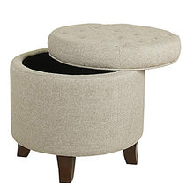 Load image into Gallery viewer, HomePop by Kinfine Fabric Upholstered Round Storage Ottoman - Velvet Button Tufted Ottoman with Removable Lid, Twine
