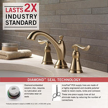 Load image into Gallery viewer, Delta Faucet Linden Widespread Bathroom Faucet 3 Hole, Gold Bathroom Faucet, Diamond Seal Technology, Metal Drain Assembly, Champagne Bronze 3594-CZMPU-DST

