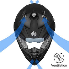 Load image into Gallery viewer, ILM Off Road Motorcycle Dual Sport Helmet Full Face Sun Visor Dirt Bike ATV Motocross Casco DOT Certified (L, Matte Black)
