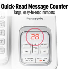Load image into Gallery viewer, Panasonic DECT 6.0 Expandable Cordless Phone with Answering Machine and Smart Call Block - 2 Cordless Handsets - KX-TGD532W (White/Silver)
