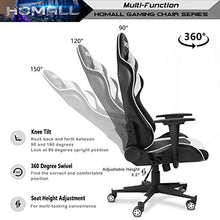 Load image into Gallery viewer, Homall Gaming Chair Office Chair High Back Computer Chair Leather Desk Chair Racing Executive Ergonomic Adjustable Swivel Task Chair with Headrest and Lumbar Support (White)
