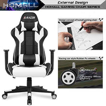 Load image into Gallery viewer, Homall Gaming Chair Office Chair High Back Computer Chair Leather Desk Chair Racing Executive Ergonomic Adjustable Swivel Task Chair with Headrest and Lumbar Support (White)
