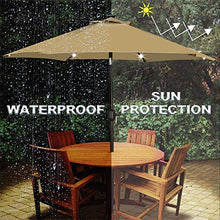 Load image into Gallery viewer, Blissun 7.5 ft Solar Umbrella 18 LED Lighted Patio Umbrella Table Market Umbrella with Tilt and Crank Outdoor Umbrella for Garden, Deck, Backyard, Pool and Beach, Tan
