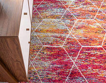 Load image into Gallery viewer, Unique Loom Trellis Frieze Collection Area Rug-Modern Morroccan Inspired Geometric Lattice Design, 6 x 9 ft, Multi/Fuchsia
