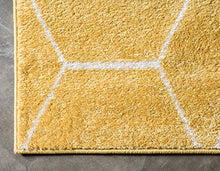 Load image into Gallery viewer, Unique Loom Trellis Frieze Collection Area Rug-Modern Morroccan Inspired Geometric Lattice Design, 6 x 9 ft, Yellow/Ivory
