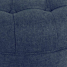 Load image into Gallery viewer, Homepop Home Decor | Large Button Tufted Woven Round Storage Ottoman | Ottoman with Storage for Living Room &amp; Bedroom (Navy Woven)
