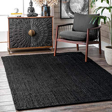 Load image into Gallery viewer, nuLOOM Rigo Hand Woven Farmhouse Jute Area Rug, 5&#39; x 8&#39;, Black
