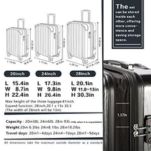 Load image into Gallery viewer, Coolife Luggage Expandable 3 Piece Sets PC+ABS Spinner Suitcase 20 inch 24 inch 28 inch (white grid)
