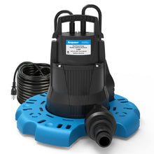 Load image into Gallery viewer, Acquaer 1/4 HP Automatic Swimming Pool Cover Pump, 115 V Submersible with 3/4” Check Valve Adapter &amp; 25ft Power Cord, 2250 GPH Water Removal for Pool, Hot Tubs, Rooftops, Water Beds and more
