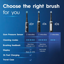 Load image into Gallery viewer, Oral-B iO Series 3 Limited Rechargeable Electric Powered Toothbrush, Black with 2 Brush Heads and Travel Case - Visible Pressure Sensor to Protect Gums - 3 Modes - 2 Minute Timer
