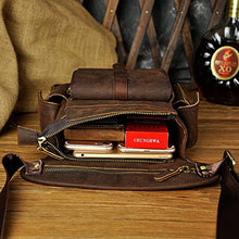 Load image into Gallery viewer, Le&#39;aokuu Mens Genuine Leather Bike Cycling Waist Hip Bum Fanny Pack Drop Leg Bag (1-913-5 Dark Brown)

