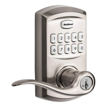 Load image into Gallery viewer, Kwikset 99170-001 SmartCode 917 Keypad Keyless Entry Traditional Residential Electronic Lever Deadbolt Alternative with Tustin Door Handle and SmartKey Security, Satin Nickel, Large
