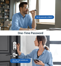 Load image into Gallery viewer, Veise Fingerprint Door Lock with 2 Lever Handles - Keyless Entry Door Lock, Electronic Keypad Deadbolt &amp; Front Door Lock Handle Sets, Auto Lock &amp; 1 Touch Locking, Easy Installation, Satin Nickel

