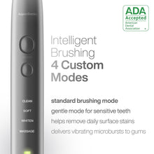 Load image into Gallery viewer, Aquasonic Vibe Series Ultra-Whitening Toothbrush – ADA Accepted Power Toothbrush - 8 Brush Heads &amp; Travel Case – 40,000 VPM Motor &amp; Wireless Charging - 4 Modes w Smart Timer – Charcoal Metallic
